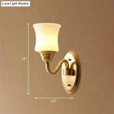 Antique Brass Sconce Light With Curved Cream Glass Shade - Ideal For Staircase Wall Decoration