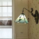 Antique Brass Sconce Light With Green Glass Lily Shade - Elegant Wall Mount For Hallway