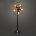 Antique Bronze 5-Light Fan Design Floor Lamp With Cage Shade - Rustic Loft Wrought Iron Indoor