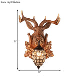 Antique Brown Resin Wall Sconce With Waterdrop Shade - Single Light Contemporary Living Room