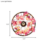 Antique Cherry Blossom Wall Sconce Light W/ Led Lighting & Brass Mount 12.5-20.5 Diameter