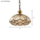 Antique Clear Glass Dome Pendant Light Fixture With Brass Suspension