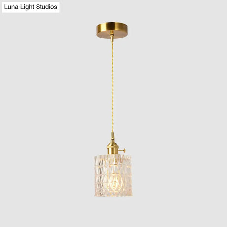 Antique Clear Glass Pendant Light Fixture For Dining Room - 1-Light Hanging Design