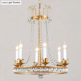 Antique Crystal Chandelier: Elegant 6-Head Candle Style Ceiling Hang Light For Living Room