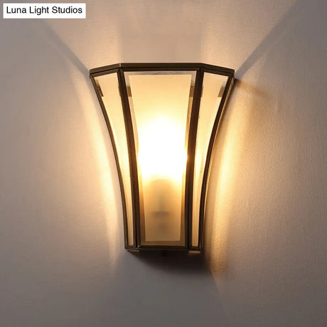 Antique Flared Shade Beveled Glass Wall Light - Single Corridor Lighting Fixture
