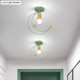 Antique Framed Iron Semi Flush Mount Ceiling Light - 1 - Light Fixture For Corridor