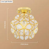 Antique Gold Colonial Style Petal Polyhedron Ceiling Light Flush - Mount Lamp