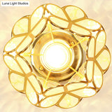 Antique Gold Colonial Style Petal Polyhedron Ceiling Light Flush - Mount Lamp