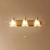 Antique Gold Floral Vanity Lighting - Semi-Opaque Glass Bathroom Wall Light Fixture 3 /
