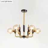 Antique Gold Globe Chandelier - Clear Glass 3/6 Lights Warm/White Pendant Light