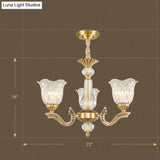 Antique Gold Scalloped Crystal Glass Chandelier With 3 Lights