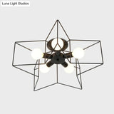 Antique Iron Flush Mount Ceiling Light With 5 Heads Semi Fixture – Perfect For Bedroom