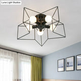 Antique Iron Flush Mount Ceiling Light With 5 Heads Semi Fixture – Perfect For Bedroom
