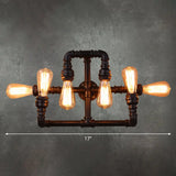 Antique Iron Wall Mount Pipe Lighting 6-Head Black Light For Restaurants