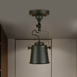 Antique Metal Bucket Shade Ceiling Lamp - Rotatable Semi Flush Pendant Light For Living Rooms 1