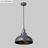 Antique Metal Pendant Light For Dining Room - 1-Light Hanging Fixture Silver / 12