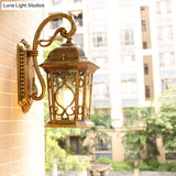 Antique Outdoor Sconce Light With Rippled Glass Shade - Wall Mount Lantern