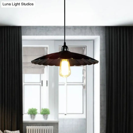 Antique Scalloped Pendant Lamp - 10’/12’ Dia Black’ Perfect For Your Kitchen