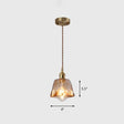 Antique Shaded Pendant Light - 1-Light Brown Glass Hanging In Brass For Dining Room Decor / B
