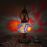 Antique Small Desk Lamp - White/Red/Orange Glass Sphere 1 Bulb Task Lighting With Metal Base For