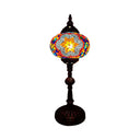 Antique Stained Glass Night Table Light With Elliptical Design Perfect For Bedroom Desk