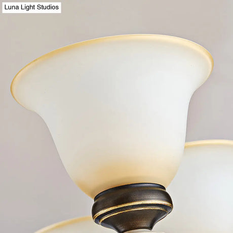 Antique Style Black Frosted Glass Wall Sconce With Curvy Arm - Elegant 1/2-Light Bell Light For