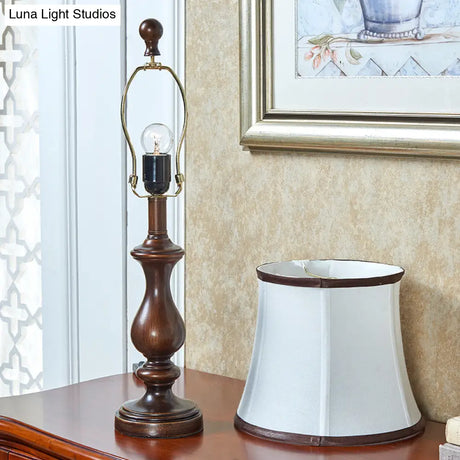 Antique Style Brown Urn Shape Night Table Lamp For Study Room - Wood Task Lighting
