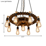 Antique Style Dark Rust Metal Pendant Ceiling Light With 9 Lights - Perfect For Living Room