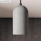 Antique Style Gray Cement Pendant Light With Cylinder Shade - Ideal For Living Room