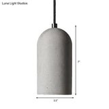 Antique Style Gray Cement Pendant Light With Cylinder Shade - Ideal For Living Room