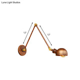 Antique Style Metal Wall Lamp Fixture - Adjustable Sconce Light In Rust With Domed Design 4/6.5