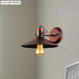 Antique Style Metallic Saucer Sconce Wall Lighting 1 Bulb Corridor Lamp In Black/Rust