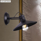 Antique Style Metallic Saucer Sconce Wall Lighting 1 Bulb Corridor Lamp In Black/Rust