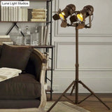 Antique Tripod Floor Lamp - Stylish & Rotatable 1/2-Light Metallic In Dark Rust For Living Room