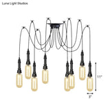 Antiqued Amber Glass Coffee House Ceiling Light - Capsule Multi 2/3/6 Head Black Swag Led Pendant