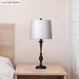 Antiqued Barrel Night Lamp With 1-Light For Bedroom Table In Elegant Black/Silver/Gold