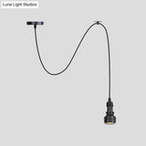 Antiqued Black Metal Water Pipe Pendant Lamp For Foyer - Head Design
