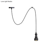 Antiqued Black Metal Water Pipe Pendant Lamp For Foyer - Head Design