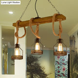 Antiqued Black Pendant Chandelier Caged Restaurant Island Lighting (3 Lights)