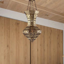 Antiqued Brass Ceiling Lamp With Vase Shade - Flush Mount 3 Bulbs Perfect For Dining Table Lighting
