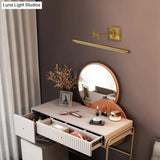 Antiqued Brass Tube Sconce With Led Wall Light - Perfect For Powder Room Or Vanity