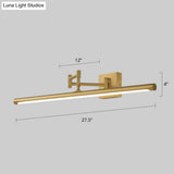 Antiqued Brass Tube Sconce With Led Wall Light - Perfect For Powder Room Or Vanity