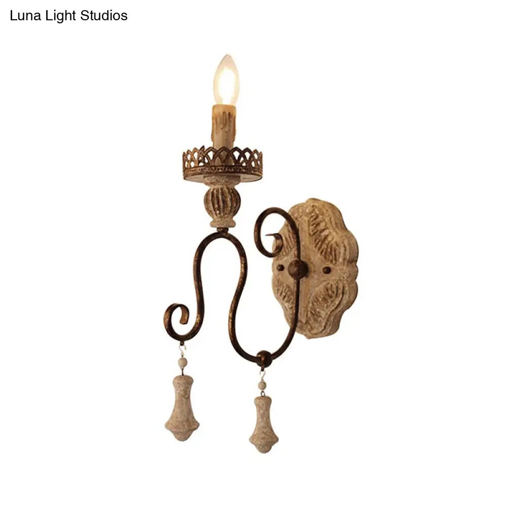 Antiqued Bronze Candle-Style Wall Lamp - Perfect For Bedroom Lighting