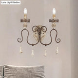 Antiqued Bronze Candle-Style Wall Lamp - Perfect For Bedroom Lighting