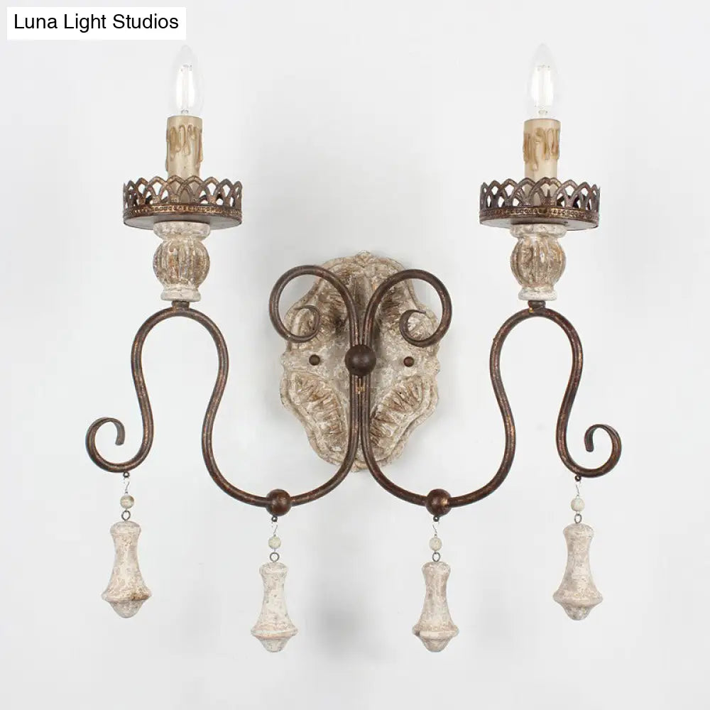 Antiqued Bronze Candle-Style Wall Lamp - Perfect For Bedroom Lighting