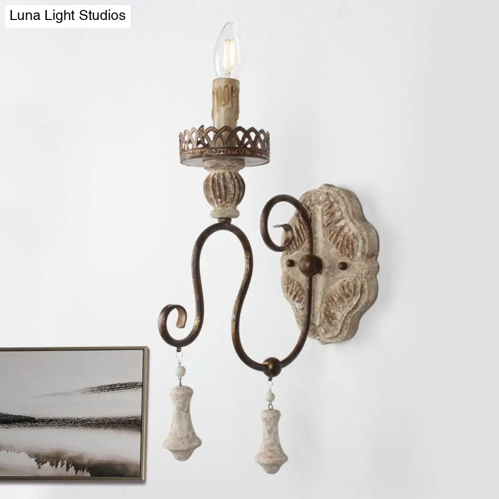 Antiqued Bronze Candle-Style Wall Lamp - Perfect For Bedroom Lighting