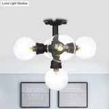 Antiqued Clear Glass Ball Led Semi Flushmount Lighting With 4/5/6 Heads In Black