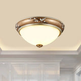 Antiqued Dome Crystal Flush Mount Ceiling Lights - Wide 2/3-Head Lighting Fixture In Brown 11/15/19
