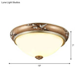 Antiqued Dome Crystal Flush Mount Ceiling Lights - Wide 2/3 - Head Lighting Fixture In Brown
