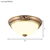Antiqued Dome Crystal Flush Mount Ceiling Lights - Wide 2/3 - Head Lighting Fixture In Brown